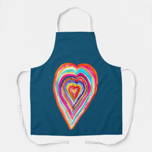 Cute rainbow heart love boho apron