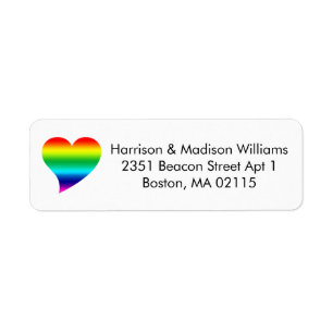 Cute rainbow heart pride custom Return Address