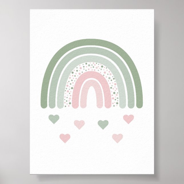 Cute Rainbow Hearts Boho Nursery Poster (Front)