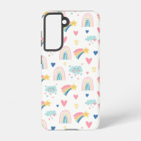 Cute Rainbow Hearts & Clouds Pattern