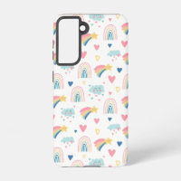 Cute Rainbow Hearts & Clouds Pattern