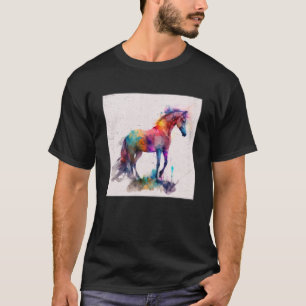 Cute Rainbow Horse Paint Splatter Illustration Col T-Shirt