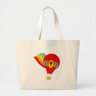 Cute Rainbow Hot Air Balloon Fun Art Design Large Tote Bag