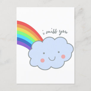 cute rainbow i miss you postcard