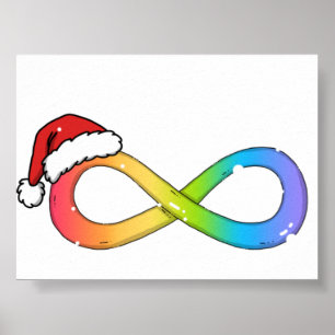 Cute Rainbow Infinity Symbol Merry Christma Poster