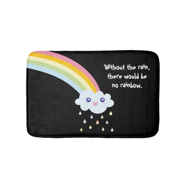 Cute Rainbow Inspirational and Motivational Quote Bath Mat (Front)