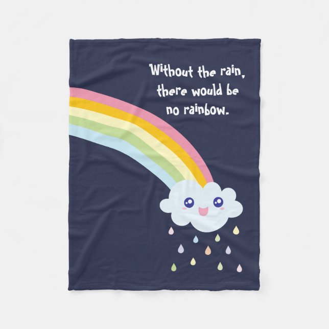 Cute Rainbow Inspirational and Motivational Quote Fleece Blanket (Front)