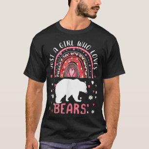 Cute Rainbow Just A Girl Who Loves Bears Leopard  T-Shirt