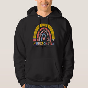 Cute Rainbow Kindergarten Squad Teacher First Day Hoodie