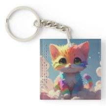 Cute Rainbow Kitten Upon a Cloud