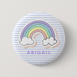 Cute Rainbow - Lavender Striped Kids'  2 Inch Round Button