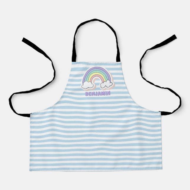 Cute Rainbow - Lavender Striped Kids  Apron (Front)
