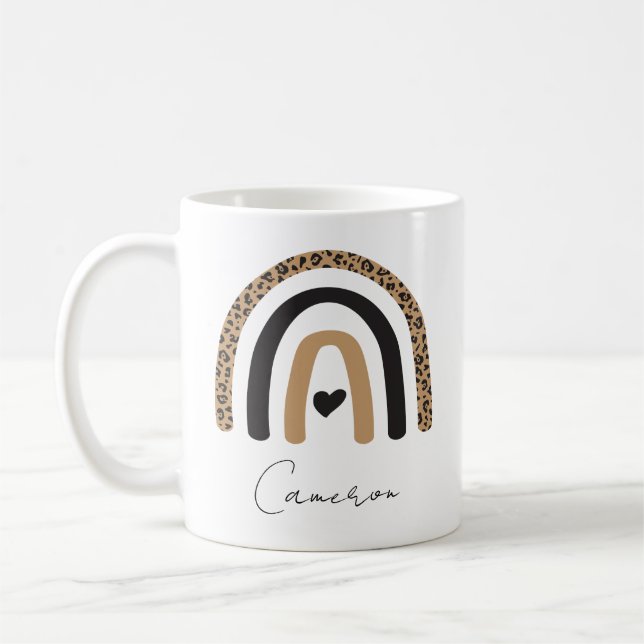 Cute Rainbow Leopard Pattern Coffee Mug (Left)