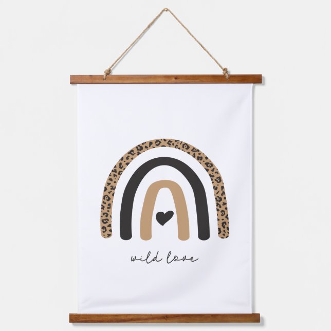 Cute Rainbow Leopard Pattern Hanging Tapestry (Front)