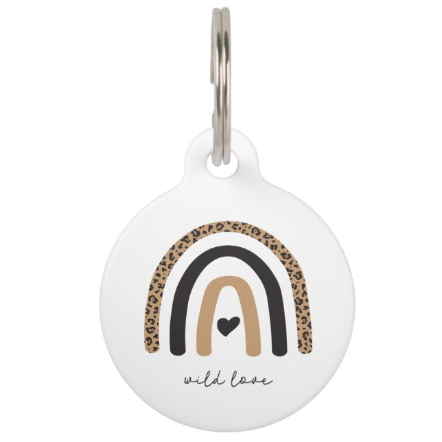 Cute Rainbow Leopard Pattern Pet Tag (Front)