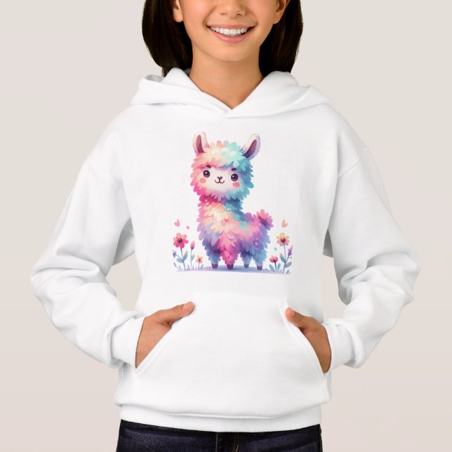 Cute Rainbow Llama Fantasy Art (Front)