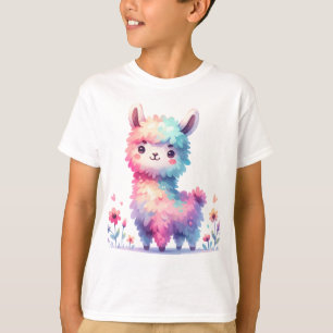 Cute Rainbow Llama Fantasy Art T-Shirt