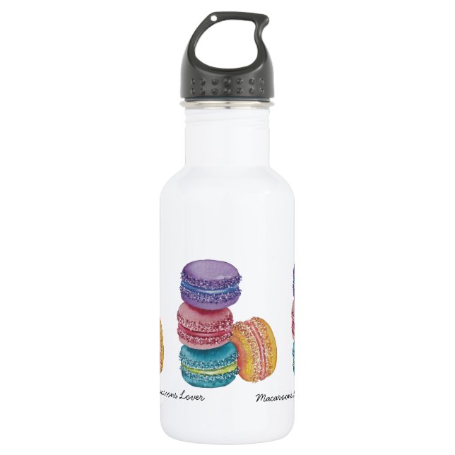Cute Rainbow Macaroons In Watercolor  532 Ml Water Bottle (Front)