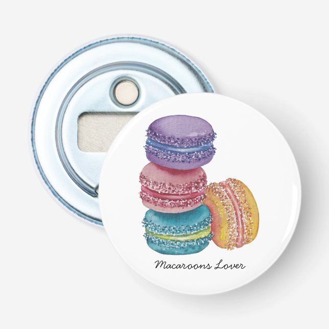 Cute Rainbow Macaroons In Watercolor  Bottle Opener (Front)