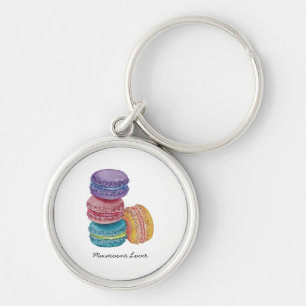 Cute Rainbow Macaroons In Watercolor  Keychain