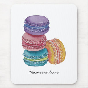 Cute Rainbow Macaroons In Watercolor Mouse Pad