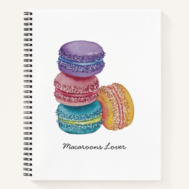 Cute Rainbow Macaroons In Watercolor Notebook (Front)