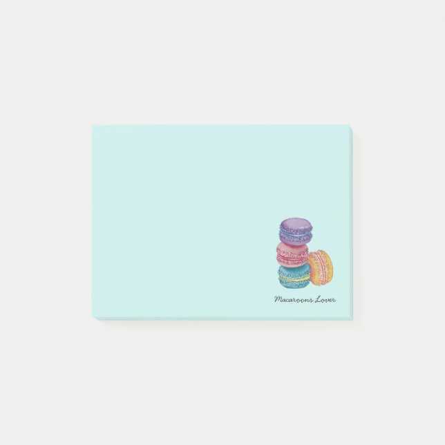 Cute Rainbow Macaroons In Watercolor Post-it Notes (Front)