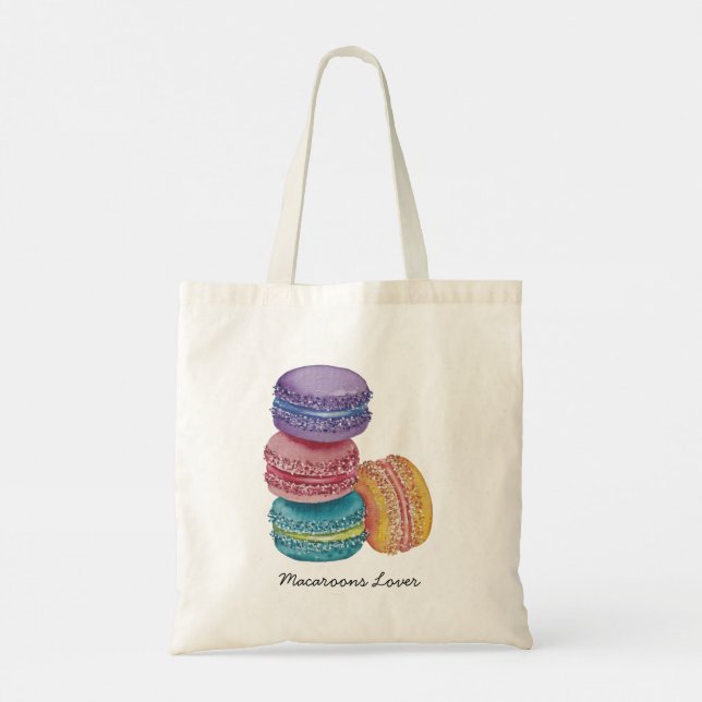 Cute Rainbow Macaroons In Watercolor  Tote Bag (Back)