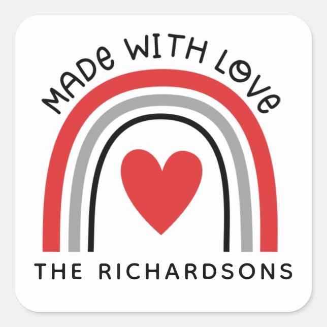 Cute Rainbow Made With Love Baking Label (Front)