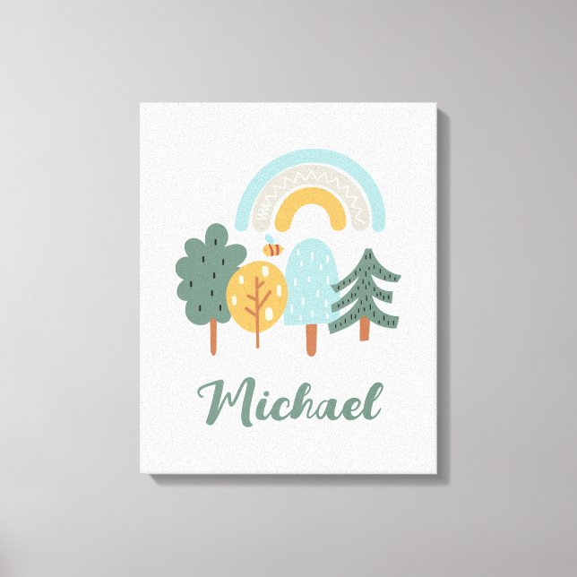 Cute Rainbow Magic Forest Canvas Print (Front)