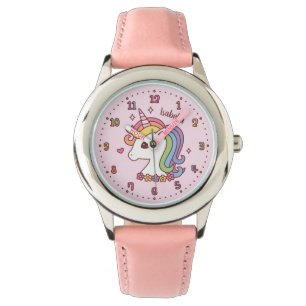 Cute Rainbow Mane Unicorn Girls Personalized Watch