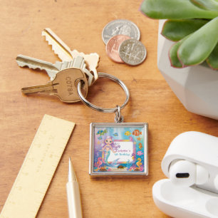 Cute Rainbow mermaid fish turtle star Birthday Keychain