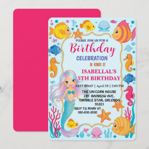 Cute rainbow mermaid octopus star birthday pa save the date