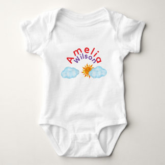 Cute Rainbow Name Sun Cloud  Baby Bodysuit