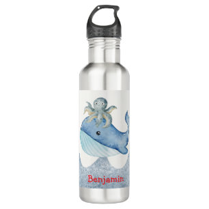 Cute rainbow octopus Whale fish Birthday party 710 Ml Water Bottle
