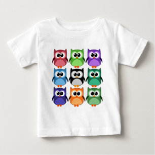 Cute! - Rainbow of Colourful Owls Baby T-Shirt