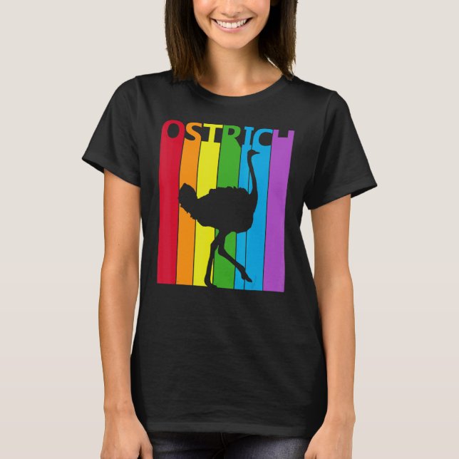 Cute Rainbow Ostrich T-Shirt (Front)