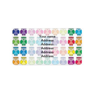 Cute Rainbow Owl Pattern Label