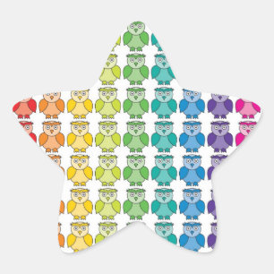Cute Rainbow Owl Pattern Star Sticker