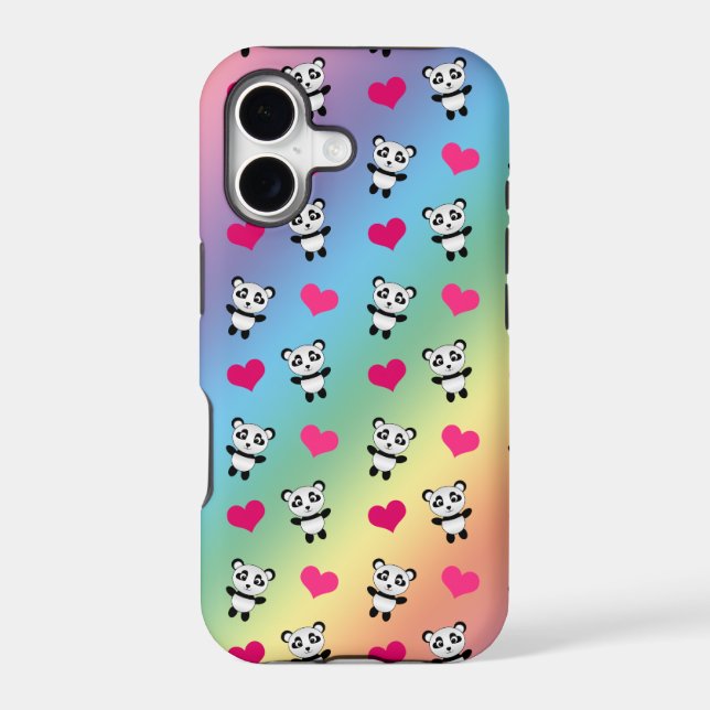 Cute rainbow panda hearts pattern (Back)