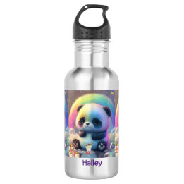 Cute Rainbow Panda Name Personalized 532 Ml Water Bottle