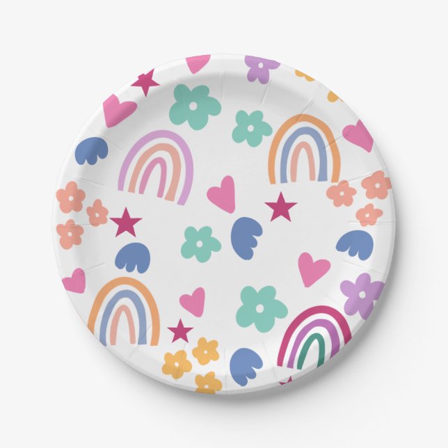 Cute Rainbow Paper Plate (Front)