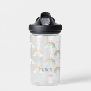 Cute Rainbow Pastel Personalized Back to School Water Bottle