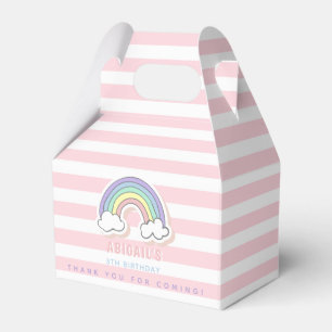 Cute Rainbow - Pastel Pink Striped Kids Birthday Favor Box