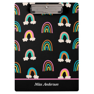 Cute Rainbow Patten Customizable Teacher's Clipboard