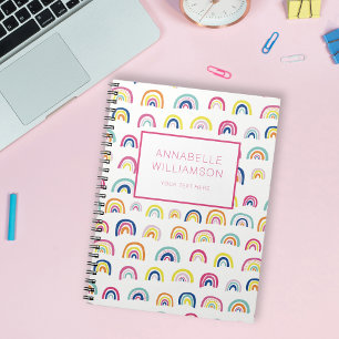 Cute rainbow pattern custom name notebook