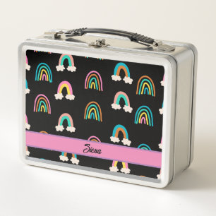 Cute Rainbow Pattern Personalized Name  Metal Lunch Box