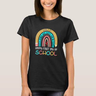 Cute Rainbow Pencil Kindergarten Teacher First Day T-Shirt