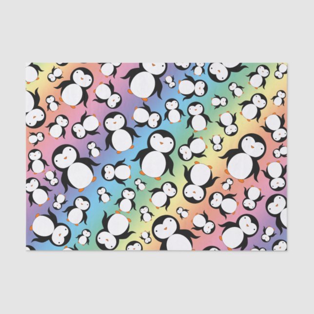 Cute rainbow penguin pattern tissue paper (Front)