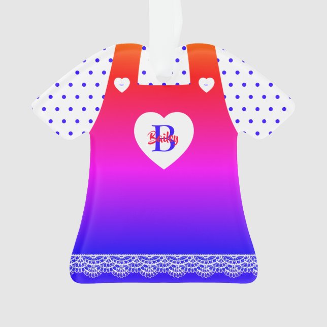 Cute Rainbow Pinafore Polka Dots Ornament (Front)